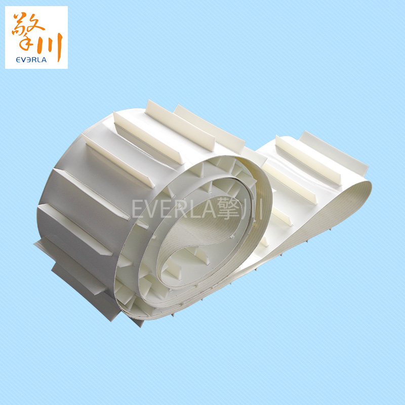 流水線爬坡加擋板白色食品PU<a href='http://m.hookf.cn/shusongdai/' target='_blank'><u>輸送帶</u></a>