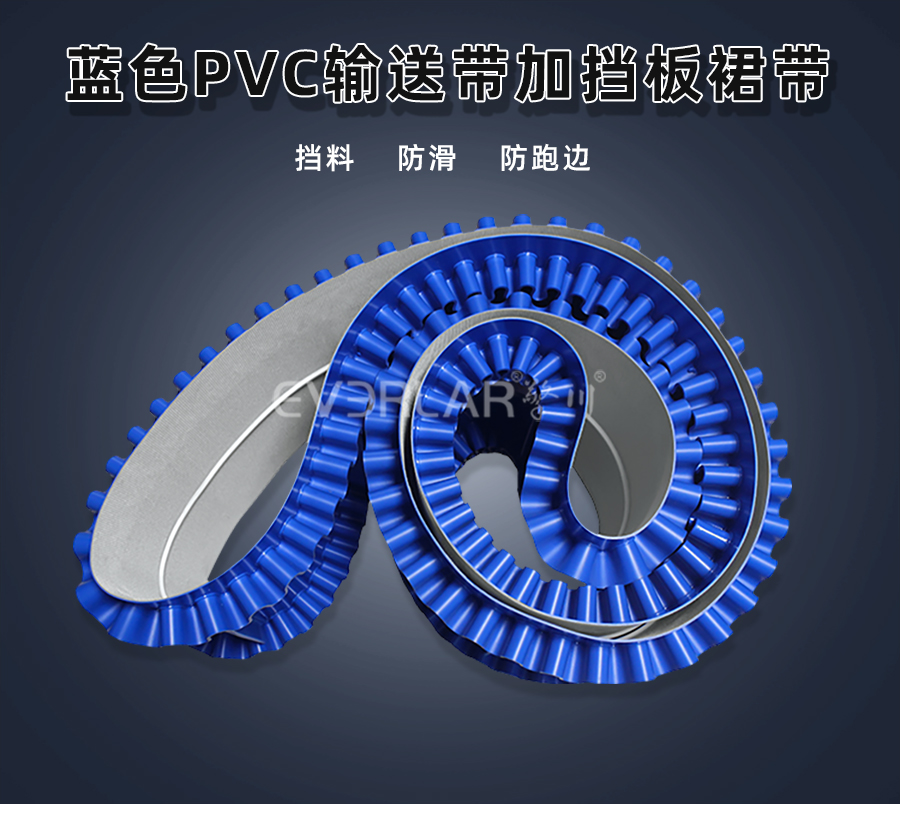 藍(lán)色PVC<a href='http://m.hookf.cn/shusongdai/' target='_blank'><u>輸送帶</u></a>加擋板裙帶詳情01